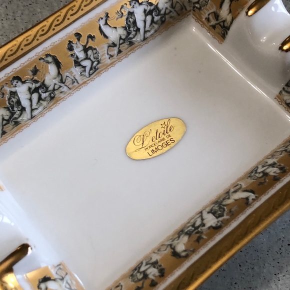 LIMOGES 22k gold /Cherubs/horses rings+things dish - Picture 8 of 11